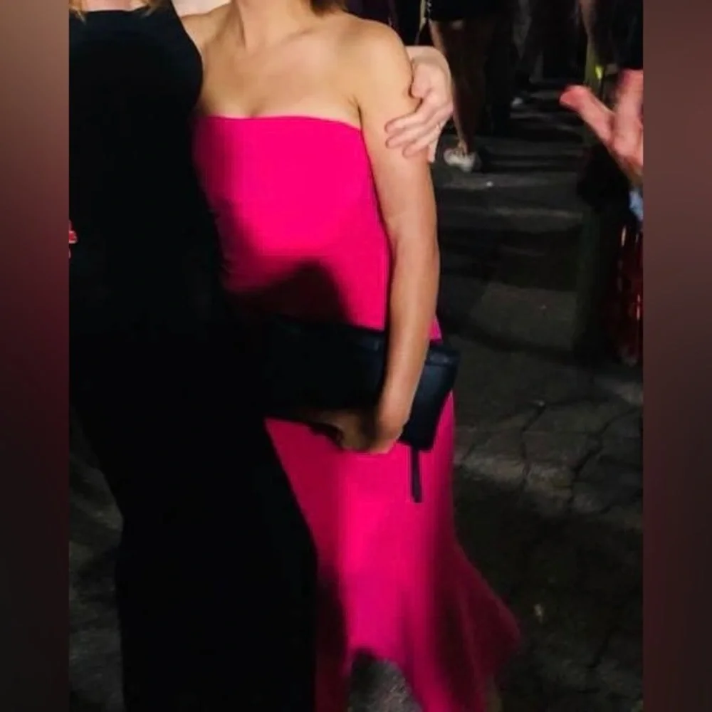 Cinq a Sept Luna dress. Strapless Gown. Hot Pink - Picture 6 of 6